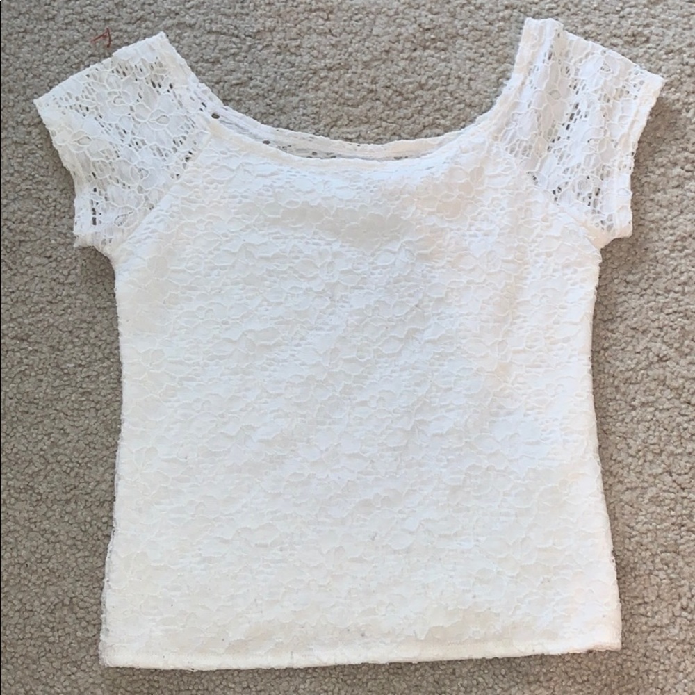 White lace crop top